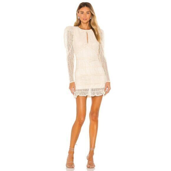 House of Harlow 1960 x Revolve Henrik Ivory Lace Puff Sleeve Mini Dress M NWT - Picture 1 of 14